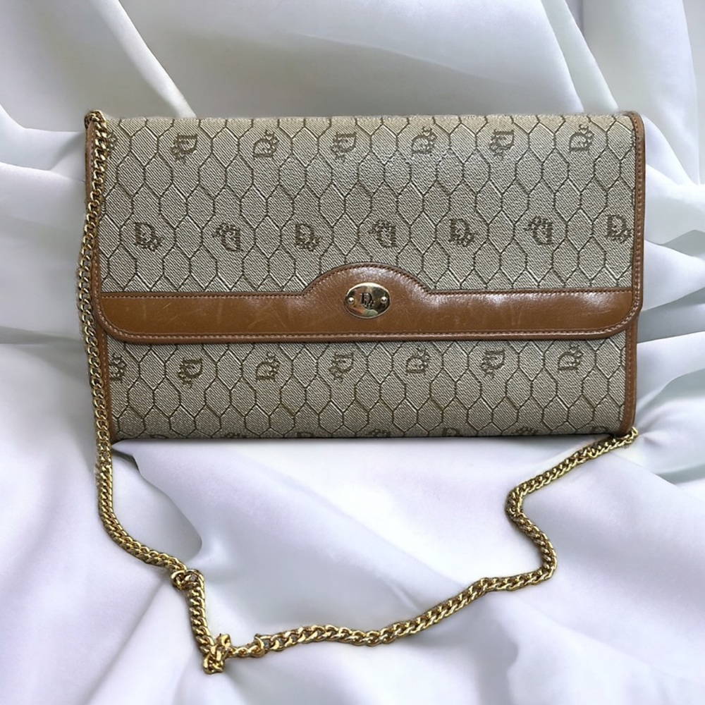 Christian Dior PVC Honeycomb Pattern Gold Chain Shoulder